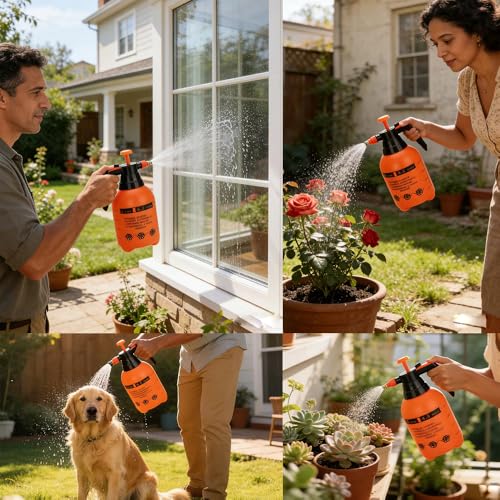 3 Pack 2L Handheld Garden Pressure Sprayer with Adjustable Brass Nozzle - color: 2L-Organge-3PCS