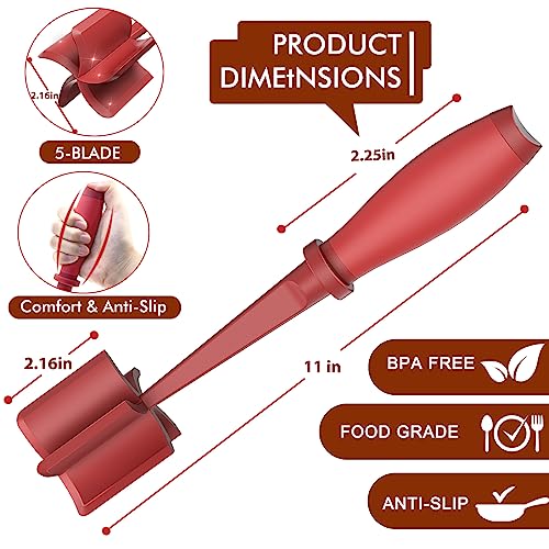 Upgrade Meat Chopper Hamburger Masher Ground Beef Smasher Utensil Mix Tool - color: 1 Pack-Red