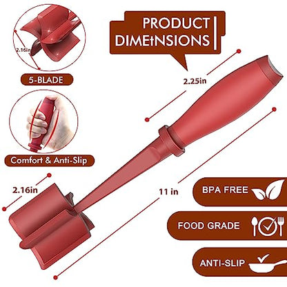 2Pack Meat Chopper Hamburger Masher Ground Beef Smasher Utensil Mix Tool - color: 2 Pack-Red