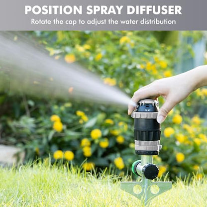 [2 Pack] RESTMO Gear Drive Sprinkler with Metal T-Spike Base,Gray - color: Gray, size: 2 Pack