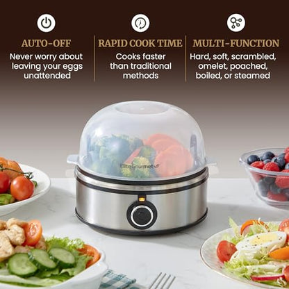 Elite Gourmet EGC855SS Easy Egg Cooker, 7-Egg, Steel - color: Stainless Steel