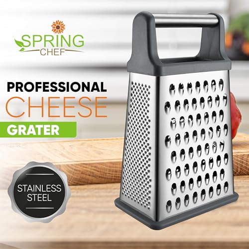 Spring Chef Stainless Steel XL Cheese Grater for Kitchen, Gray - color: Gray