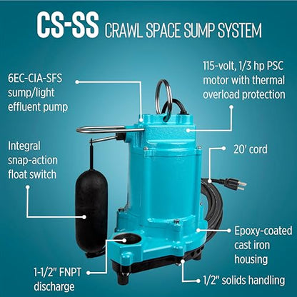 Little Giant CS-SS, 115V, 1/3 HP Automatic Crawl Space Sump/Basin Kit