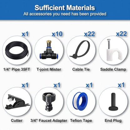 Fan Misting Kit for Outside Patio 35FT, Outdoor Fan Misters Cooling System - size: 33FT