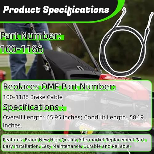 100-1186 Lawn Mower Brake Cable Compatible with Toro Lawn Mower - size: 100-1186