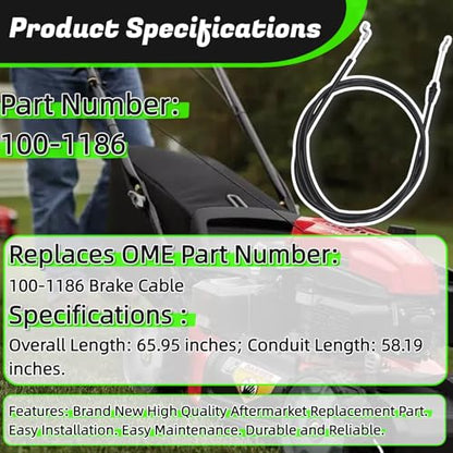 100-1186 Lawn Mower Brake Cable Compatible with Toro Lawn Mower - size: 100-1186