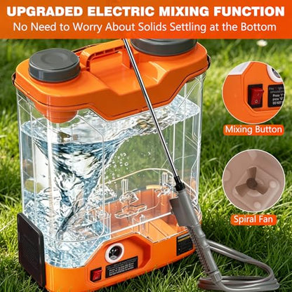 4.76 Gallon Auto Mixing Battery Powered Backpack Sprayer - color: Orange + White/Auto Mixing