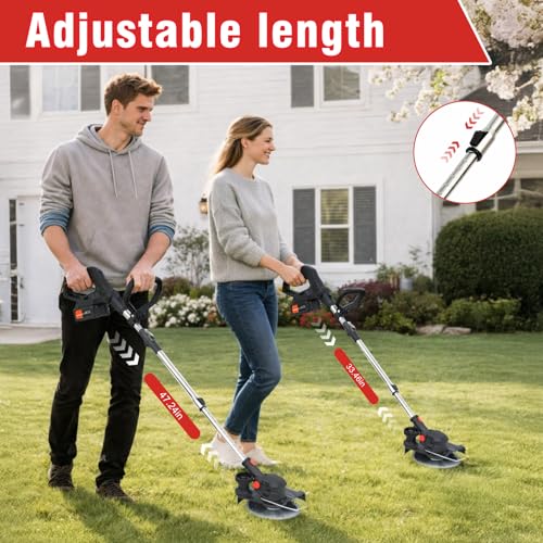 Cordless String Trimmer, 8in Weed Wacker with 2 x 4.0Ah Batteries Foldable - color: Black