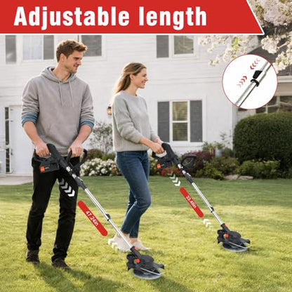 Cordless String Trimmer, 8in Weed Wacker with 2 x 4.0Ah Batteries Foldable - color: Black