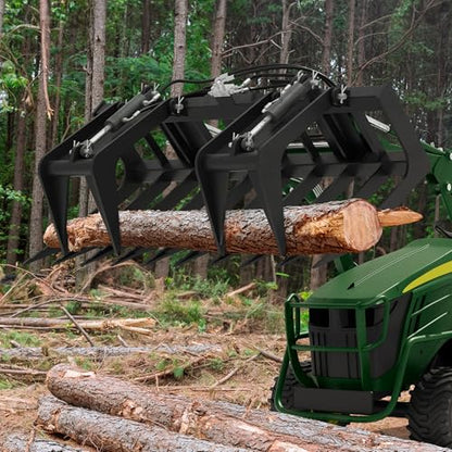YITAMOTOR 72" Rock Grapple Rake Quick Tach Bucket Loader, Versatile Landscaping Tool with Replaceable Teeth, Rugged Design, and Broad Compatibility, Good for Large-Scale Tasks