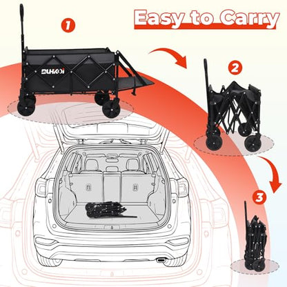 Foldable Wagon with Tailgate,12 lb Lightweight Small Utility Cart - color: Black Gray