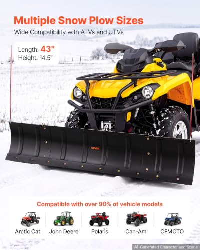 VEVOR Snow Plow Kit 43 in/72 in Width Adjustable Universal Plow Attachment - size: 43in-72in Adjustable