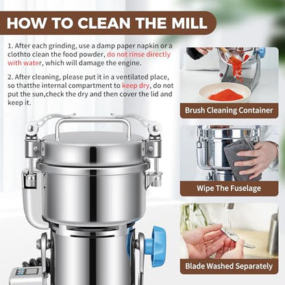 LEEVOT Grain Mill 500g Commercial Spice Grinders Electric 1500W Stainless Steel Pulverizer Dry Grinder for Grinding Wheat, Oats, Corn, Pepper, and Coffee Beans – Grinder for Kitchen. - size: 500G