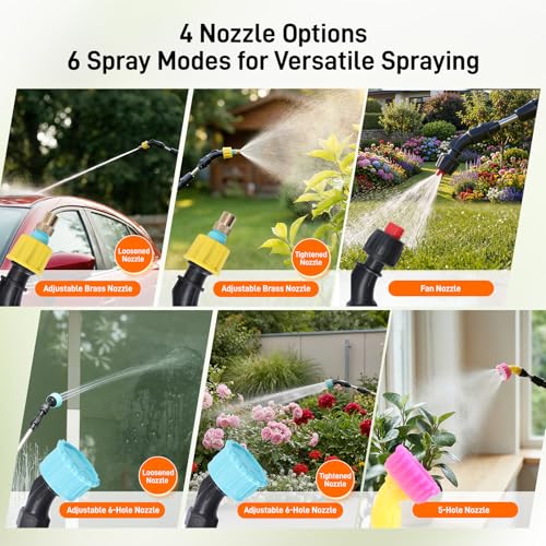 Electric Garden Weed Sprayer 2.1 Gallon, Battery Powered USB Rechargeable Handle w/Indicator, 4 Spray Nozzles, Shut-Off Valve, Retractable Wand, Strap, Auto Pump Plant Mister for Lawn Garden - size: 2.1 Gallon