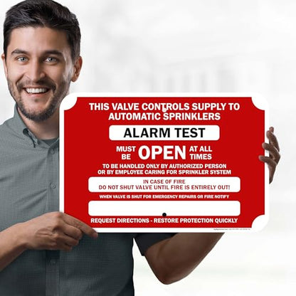 This Valve Controls Supply To Automatic Sprinklers Alarm Test Sign, 12x18 Inches, Rust Free .063 Aluminum, Fade Resistant, Made in USA by My Sign Center - size: 12x18 Aluminum