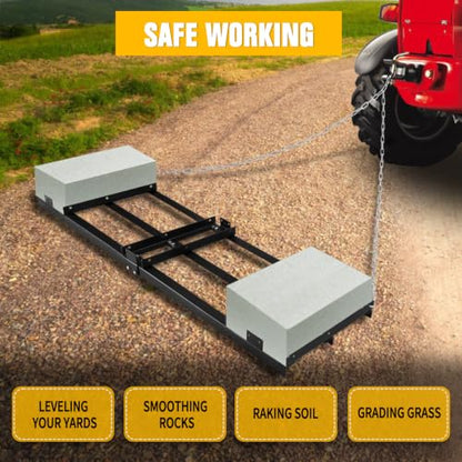 8FT Drag Harrow Heavy Duty Driveway Grader Power Rake - size: 8FT