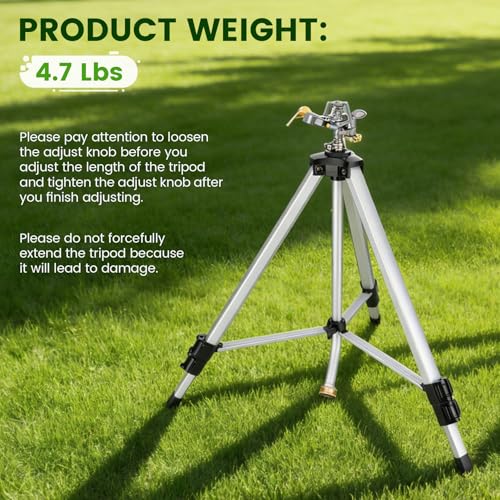50" Brass Impact Sprinkler on Tripod Base 2pcs,Heavy Duty Tripod Sprinkler
