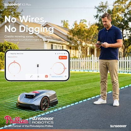 Sunseeker X3 Plus Robot Lawn Mower, RTK, Vision AI, 0.3 Acre, Wire-Free