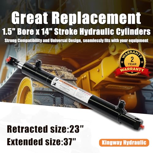 KINGWAY Double Acting Hydraulic Cylinder 1.5"Borex14"Stroke, 3000 PSI SAE#6 - size: 1.5”x14"