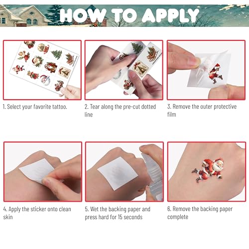 120 PCS Christmas Temporary Tattoos Stickers for Women Kids Adults - color: Christmas