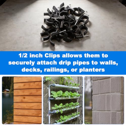1/2" Drip Irrigation Tubing Mounting Clips for Orbit 65716 with Nail 60 Pca