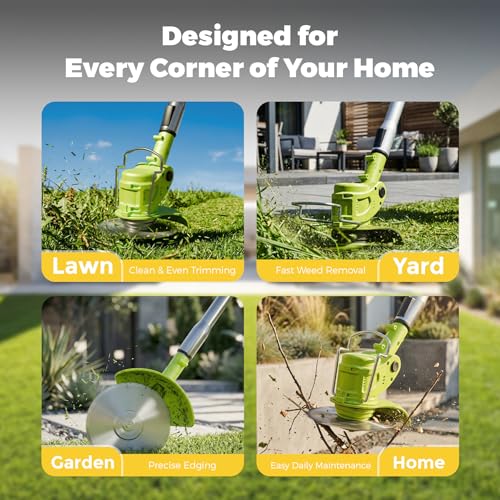 Cordless Weed Wacker Eater Brush Cutter Weed Trimmer with Blade Stringless