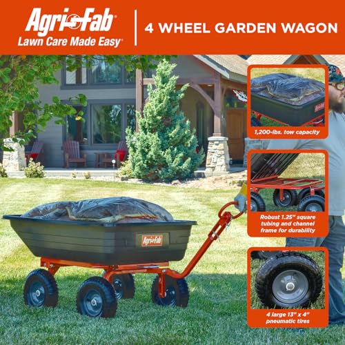 Agri-Fab 45-0594 4-Wheel Poly Convertible Pull/Tow Garden Dump Cart 1,200lb Tow Capacity Black - style: 1,200 lb. Push/Tow 4-Wheel Cart Swivel Dump Cart