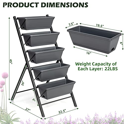 COSTWAY Vertical Raised Garden Bed, 5 Tier Planter Box with Drainage Holes