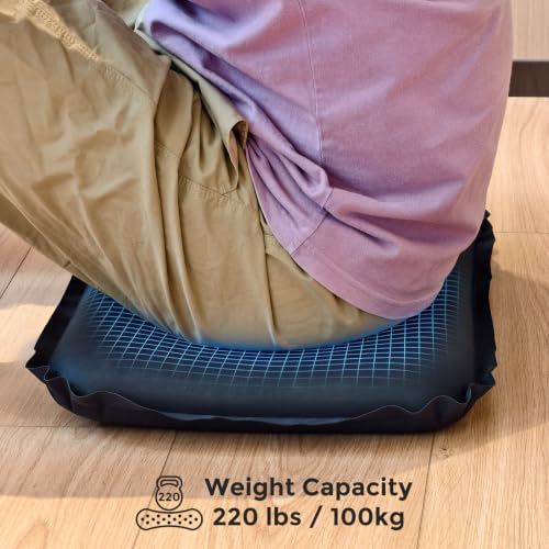 Inflatable Airplane Seat Cushion for Long Sitting Travel & Stadium - color: Black