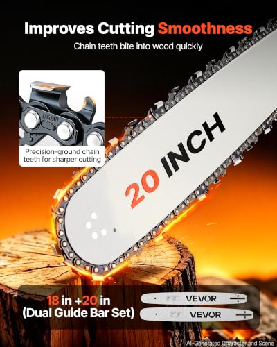 VEVOR Gas Powered Chainsaw 18 & 20 Inch 58CC 3.22HP 2 Stroke Engine Saw - size: 58CC-18&20inch