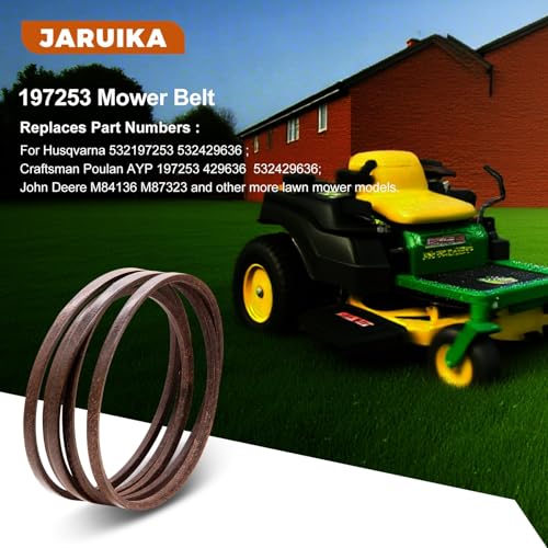 197253 Mower Belt 42'' Deck Belt Replacement for Craftsman Husqvarna Poulan AYP 429636 197253 532197253 532429636 John Deere M84136 M87323 (1/2'' x 101'') - color: Brown, size: 1/2"×101"(429636/197253)