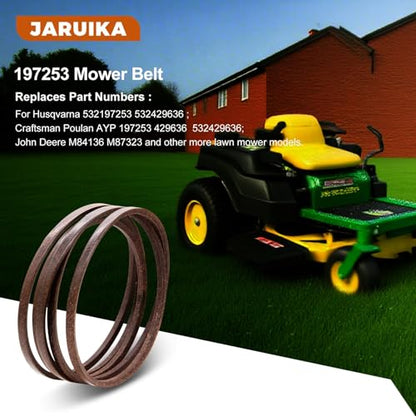197253 Mower Belt 42'' Deck Belt Replacement for Craftsman Husqvarna Poulan AYP 429636 197253 532197253 532429636 John Deere M84136 M87323 (1/2'' x 101'') - color: Brown, size: 1/2"×101"(429636/197253)