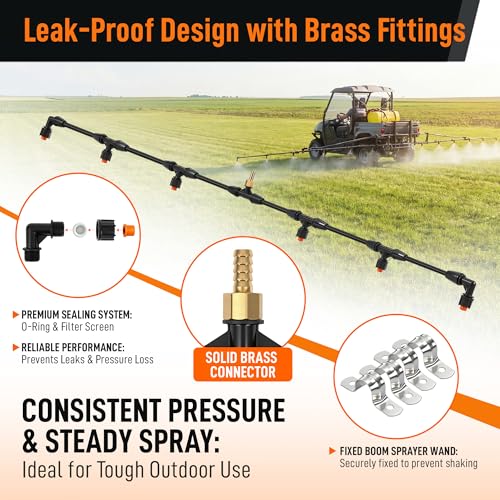 Boom Sprayer Wand ATV Sprayers Kit with Fittings(Plastic,6 Nozzles) - color: Plastic
