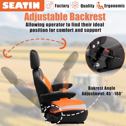 SEATIN Universal Tractor Seat, Comfortable Zero Turn Mower Seat (Black) - color: Black
