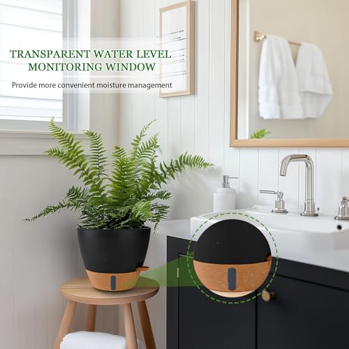 2 Pack 10 inch Plant Pots, Plastic Self Watering Planters - color: Black, size: 10 inches