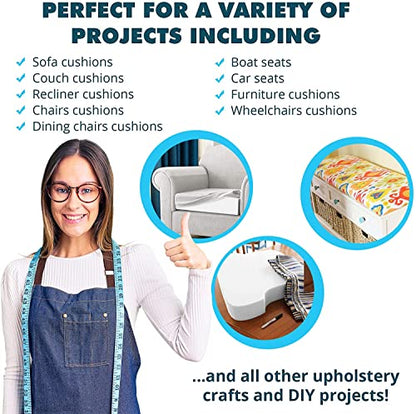 Foamma 1" x 20" x 20" High-Density Upholstery Foam Padding, Thick Custom Pillow, Chair and Couch Cushion Replacement, Craft Supplies for Upholstery and Seat Repair, 8 Pack - color: High Density, size: 1" x 20" x 20", style: 8 Pack