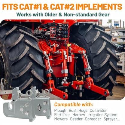 2026 Upgraded Cat 1&2 Tractor Easy Change Quick Hitch System, 3-Point Hitch - color: Gray