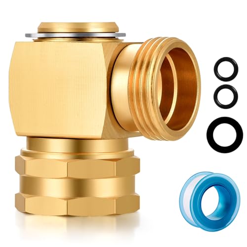 Garden Hose Swivel elbow Connector 90 Degree Solid Brass Pipe Fittings Hose Kink Protector (1 Pack) - color: 1 Pack