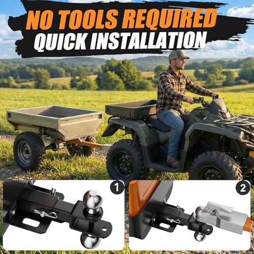 Upgraded 4-in-1 ATV/UTV Trailer Hitch with 1-1/4-Inch Receiver Tube, Multi-Purpose Tow Adapter, 1-7/8-Inch & 2-Inch Dual Ball Mount, MAX 6,000 LB GTW, Matte Black - size: 1-1/4-Inch Trailer Hitch