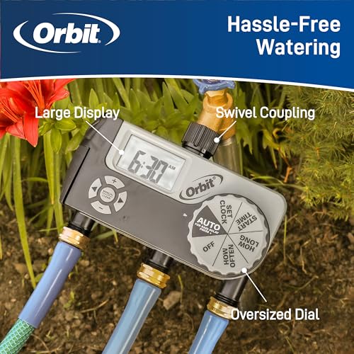 Orbit Programmable Digital Hose Watering Timer, 3 Outlet, Black - 56233 - size: 3 Outlet (2 Digital, 1 Manual)