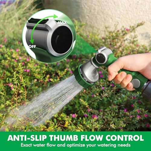 RESTMO Heavy Duty Hose Nozzle, Metal Garden Water Hose Sprayer - color: Green