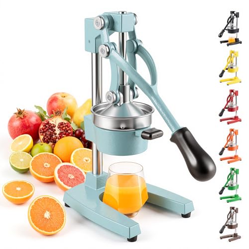 CO-Z Manual Citrus Juicer, Heavy-Duty Manual Juicer with Conical & Flat Pressure Plates, Professional Lemon Squeezer for Orange Pom Lime Lemon Juice, Dishwasher Safe Juice Press, Blue - color: Blue