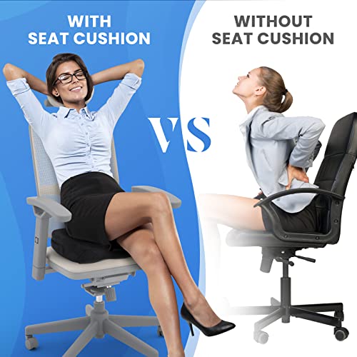 TushGuard Seat Cushion, Office Chair Cushions, Car Seat Cushion, Non-Slip Sciatica & Back Coccyx Tailbone Pain Relief Chair Pad for Computer Desk, Wheelchair, Driving (Black, X-Large) - color: Black, size: X-Large