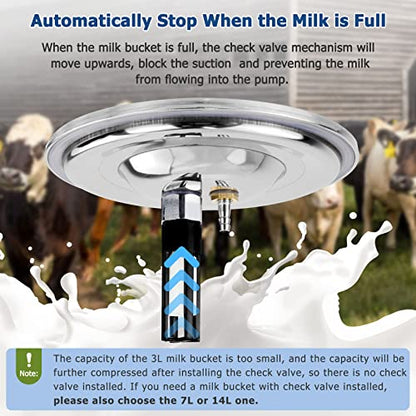 2026 Upgrade 3L Cow Milking Machine, Continuously Adjustable Suction Pulsation Vacuum Electric Milker, Portable Livstock Milking Machine with Stainless Bucket(US Plug)(3L Cow) - size: 3L Adjustable Cow Milking Machine