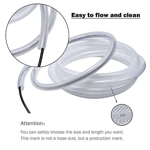 DAVCO 1/4" ID - 100 ft Heavy Duty Braided Clear Plastic Vinyl Tubing, Flexible High Pressure Reinforced PVC Plastic Tube Hose, Non-toxic, BPA Free, with 2 Stainless Clamps - size: 1/4"ID, style: 100 Feet