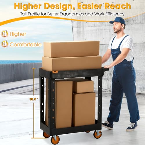 ELAFROS 2-Shelf Heavy Duty Utility Cart, 34.4 x 16.7 x 38.5 in