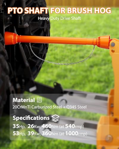 Pto Drive Shaft 1 3/8" Pto Shaft, 39"-55" Brush Hog Pto Shaft, 6 Spline End Round End Pto Driveline Shaft, Series 4 Tractor for Bush Hog,Finish Mower,Rotary Cutter - size: 39"-55"