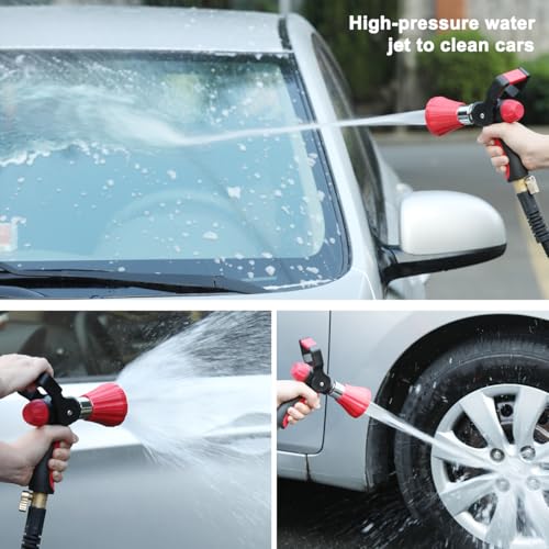 FANHAO High Pressure Fireman's Spray Nozzle, Heavy Duty Metal Hose Nozzle - color: Red