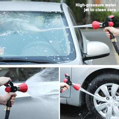 FANHAO High Pressure Fireman's Spray Nozzle, Heavy Duty Metal Hose Nozzle - color: Red