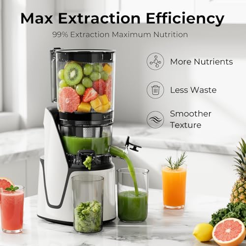 EanOruus Juicer Machines, 3-in-1 Cold Press Juicer, Bright White - color: Bright White
